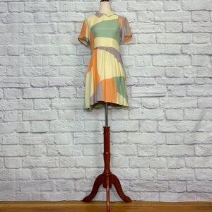Anthropologie Dusen Dusen Silk Pastel Colorblock Mini Dress